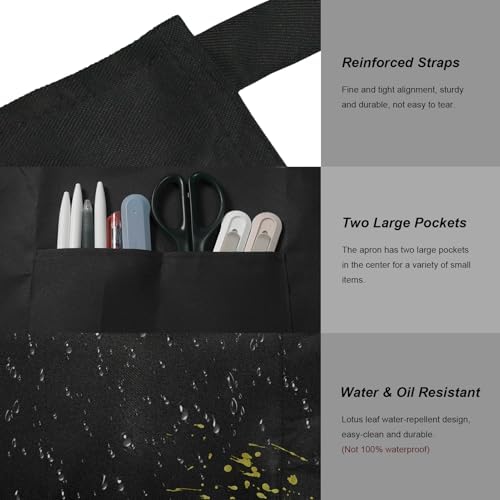 15-Pack Adult Aprons for Women Men, Adjustable Strap, 2 Pockets