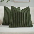 FUTEI Pack of 2 Faux Fur Throw Pillow Covers 22x22 Inch, Olive Green