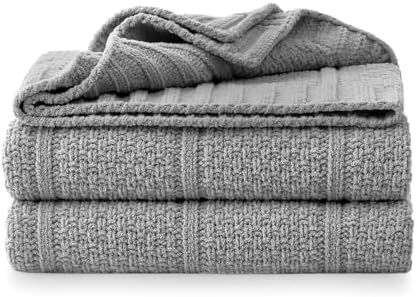 Amélie Home Chenille Knit Throw Blanket, Mist Gray 50"x60"