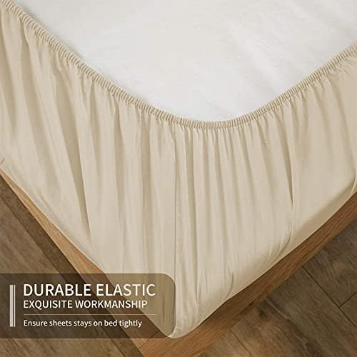EaseHome Beige Full Size Sheets Set Deep Pocket to 18 inch Mattress