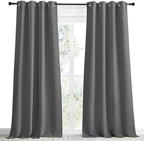 NICETOWN Grey Blackout Long Curtain 96 inch Length, W55 x L96, 1