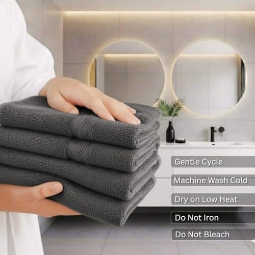 Home Kitchen & More Premium Cotton Hand Towel Set of 4 – Soft, Durable
