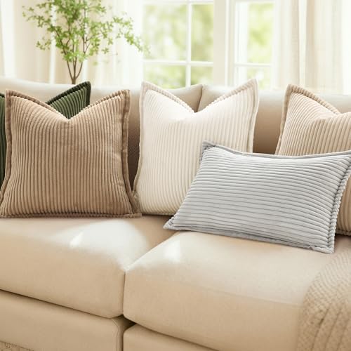 Mecatny Corduroy Fall Decorative Throw Pillow Covers 22x22 Set of 2