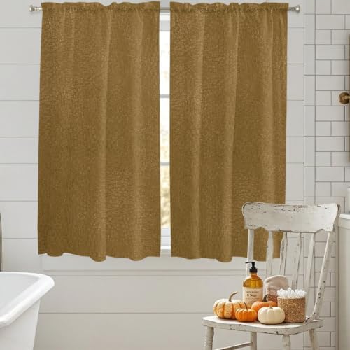 Vintage Brown Window Curtains 72 Inch Length, Modern Minimalist Solid