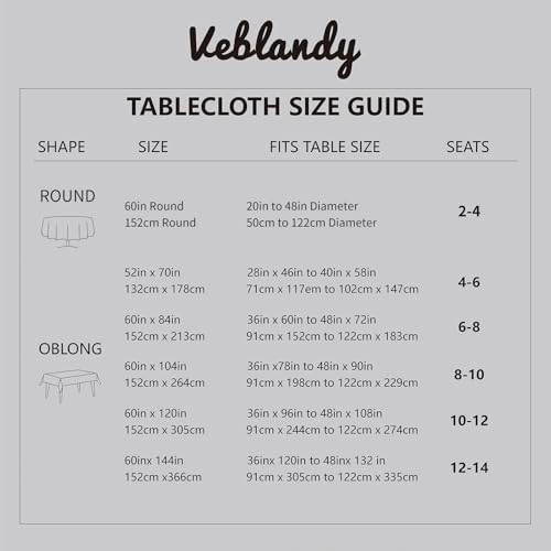 Veblandy Faux Linen Rectangle Tablecloth Waterproof 52x70 inch Table
