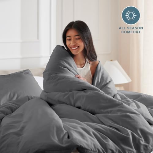 Bare Home Duvet Cover Set 1800 Ultra-Soft (King, Grey)
