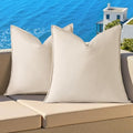 decorUhome Outdoor Waterproof Faux Linen Throw Pillow Covers 18x18 Set