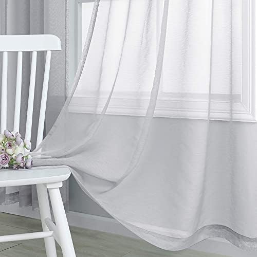 Pitalk Silver Curtains 96 Inches Long for Living Room 2 Panel Sets Rod