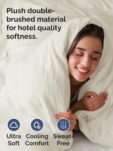Duvet Cover Full Size - Extra Soft 3 Piece with Zipper Closure - Ivory