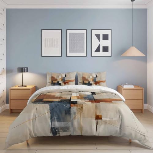 Minimalist Fine Abstract Lines Queen Duvet Cover Set - 4 Pcs Comforter