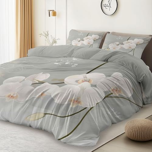 Duvet Cover Hand Drawn Plants and Flowers Printed Microfiber Comforter
