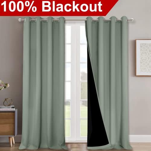 NICETOWN 100% Blackout Window Curtain Panels, Heat and Full Light