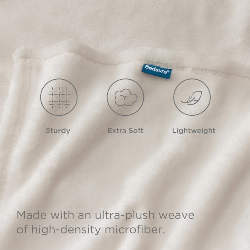 Bedsure GentleSoft Fleece Throw XL Blanket Linen Beige - 300GSM Soft