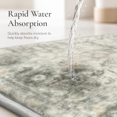 sarben Memory Foam Bathroom Runner Rug 60"x24" Non Slip Washable,Gray