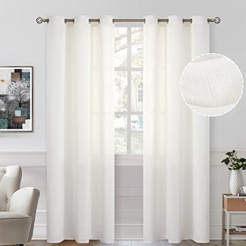 BGment Cream Sheer Curtains 84 Inches Long for Living Room 2 Panels
