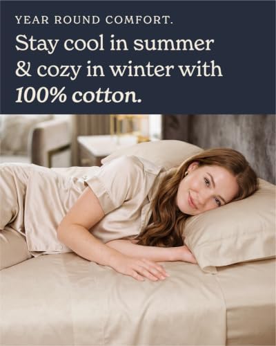 Beckham Hotel Collection 100% Cotton Full Sheet Set, 4-Piece, Sand
