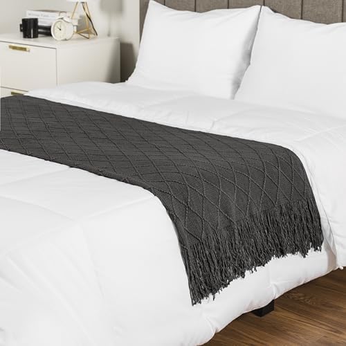 PAVILIA Dark Gray Knit Throw Blanket, Soft Knitted Farmhouse, 50x60