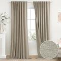 SimpleHome 100% Blackout Linen Natural Living Room Curtains 52W x 84L
