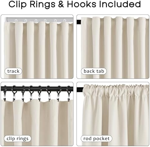 Warm Beige Polished Blackout Curtains - Modern Elegant Subtle Linen