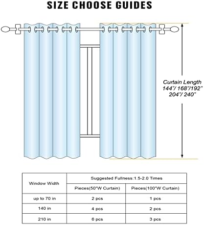 Long Blackout Curtains, Grey, 52"x120", 2 Panel