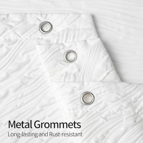 Grey Ombre Fabric Shower Curtain, 3D Marble Geometric Embossed, 72 x