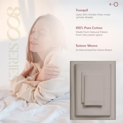 Mayfair Linen Egyptian Cotton Taupe Queen Sheets Set - Luxury 800
