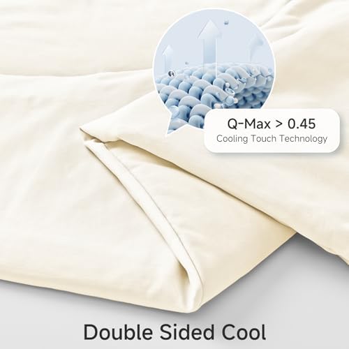 HOMFINE Cooling Comforter for Hot Sleepers Queen, Beige 90"x90"