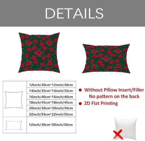 Botanical Red Hibiscus Floral Flowers Throw Pillow Covers 18x18 Set of