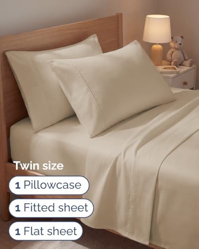 CGK Twin 4pc Bed Sheet Set - Breathable & Cooling - Cream