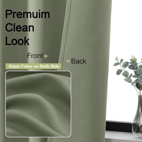 OWENIE Sage Green Blackout Curtains for Bedroom 108 Inch Extra Long 2
