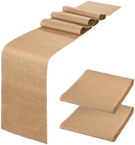 2 Pack Natural Linen Tablecloth, 12 x108 Inch Country Style Jute