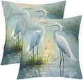 Erosebridal Two Herons Set of 2 Throw Pillow Cover 22x22 Watercolor