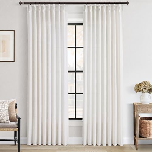 Natural Cream 120 inch Long Pinch Pleated Curtains for Living Room 2