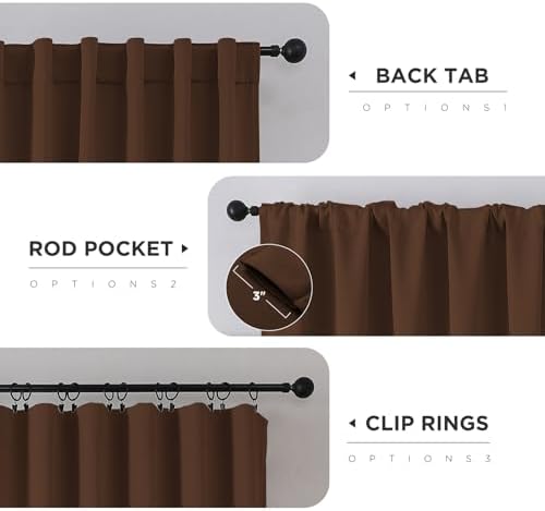 CUCRAF Blackout Curtains 72 Inches Length 2 Panels Set, Rod Pocket and