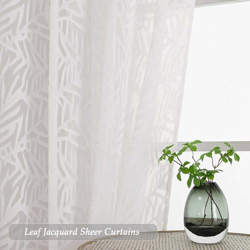 OVZME Extra Wide White Sheer Curtains 108 Inches Long 2 Panels Set