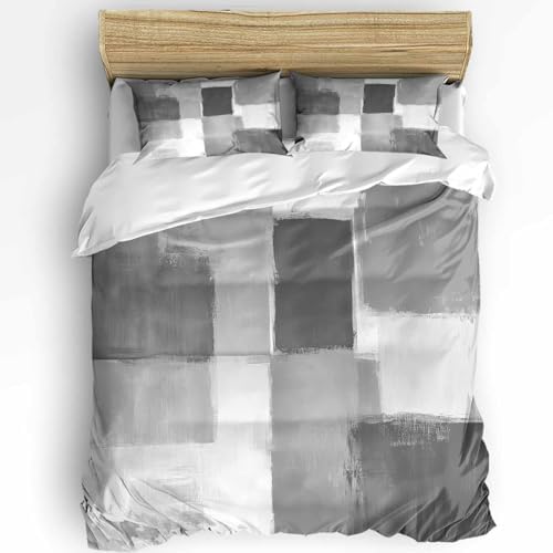 Duvet Cover Set Queen, Modern Abstract Geometric Graffiti Art 3 Piece