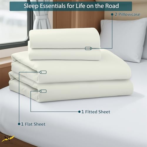 Shreem Linen RV Queen Sheets 58x75, 100% Egyptian Cotton 4-Piece