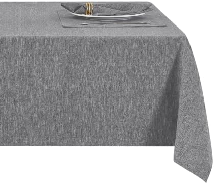 Gray 70x70 Square Polyester Linen Farmhouse Tablecloth