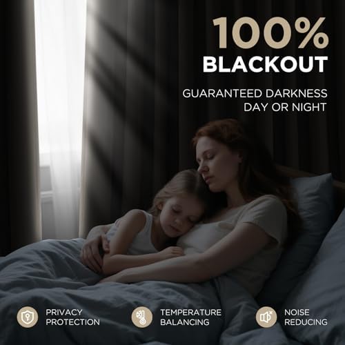 Joydeco 100% Blackout Curtains Velvet Black Out Curtain 120 Inch