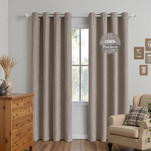 Blackout Curtain Drapes for Bedroom Grommet(W52 x L108,Beige)