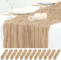 12 Pack Beige Cheesecloth Table Runner 17x108 Inch Boho Gauze Cheese
