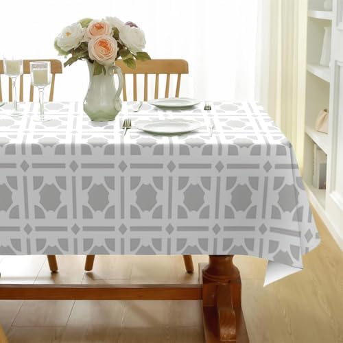Geometric Block Pattern Print Square Tablecloth, Waterproof Vinyl