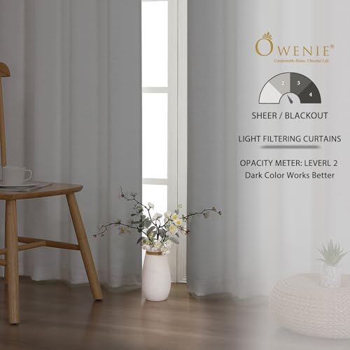 OWENIE Bob Natural Curtains 72 Inch Length 2 Panels Set for Living