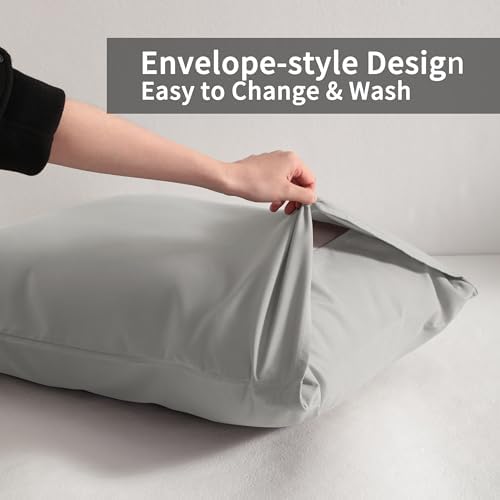Microfiber Standard Pillowcases, 2 Pack, 20x26 Inch, Light Grey
