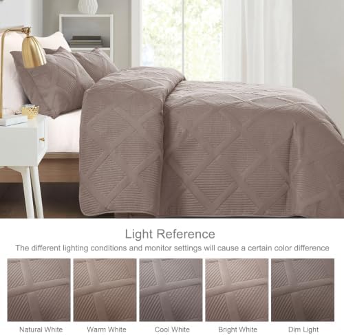 Exclusivo Mezcla 3-Piece Soft Quilt King Size Bedding Set, Taupe