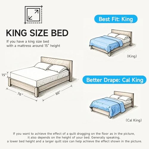 Lavsiry Navy Quilt King Size, 3 Pieces Bedspread Set