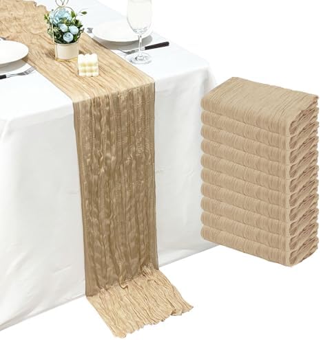 10Pack Beige Cheesecloth Table Runner Sheer Cheese Cloth Table Runners