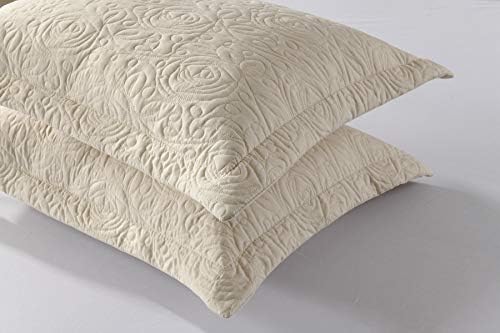 MarCielo 2-Piece Embroidered Pillow Shams, Decorative Microfiber