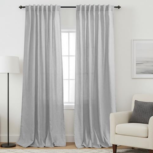 KOUFALL Grey Curtains 108 Inches Long for Living Room 2 Panels Set