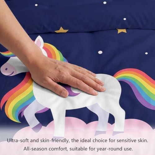 King Duvet Cover Set Soft Microfiber Dream Unicorn